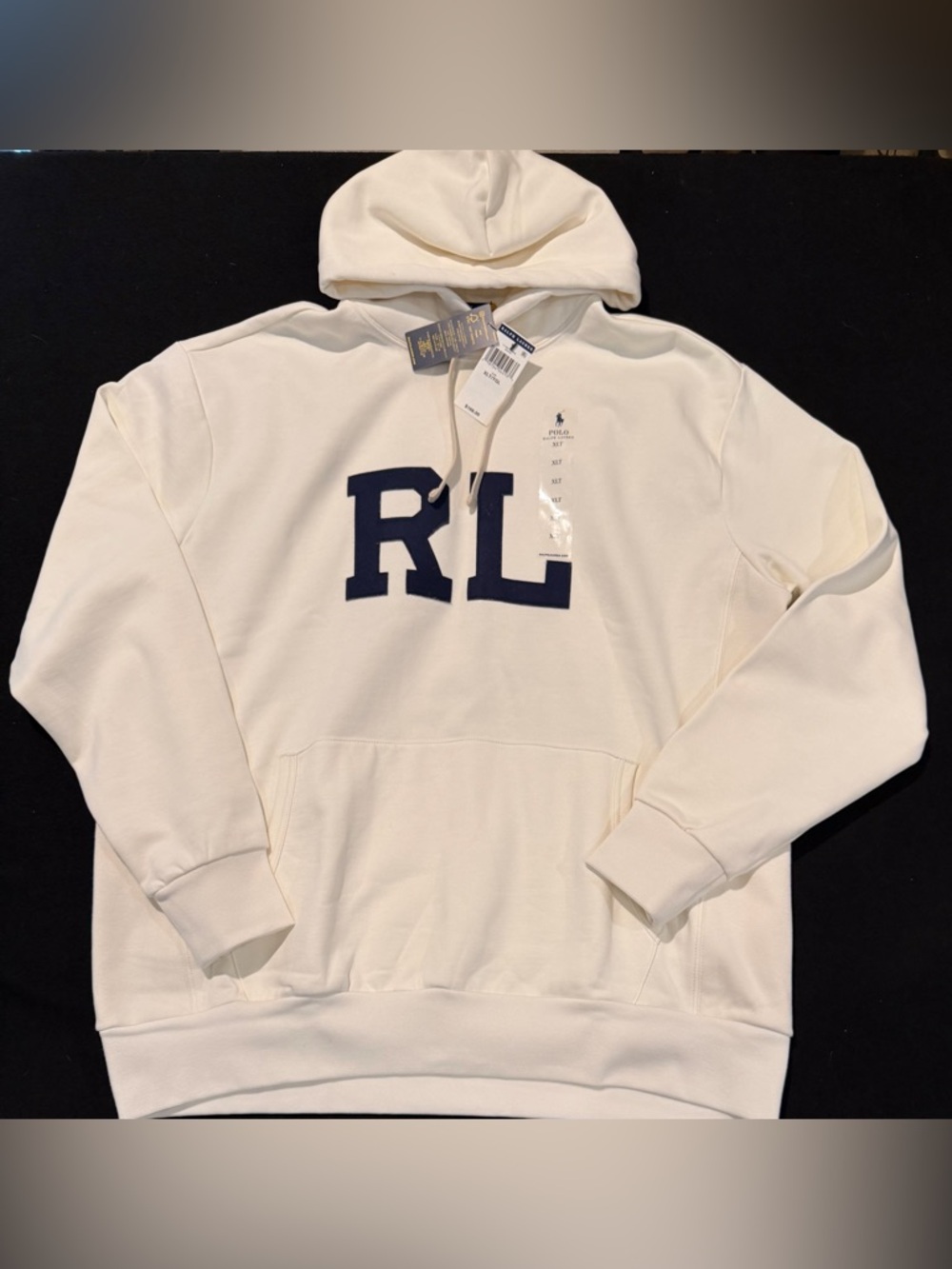 Polo‎ Ralph Lauren BIG & TALL White RL Fleece Hoodie Mens XL NWT